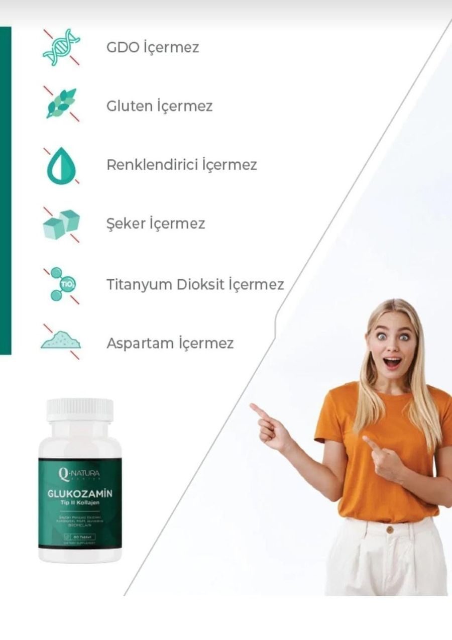 Q natura series Glukozamin Tip 2 Kollajen 60 Tablet görseli 3