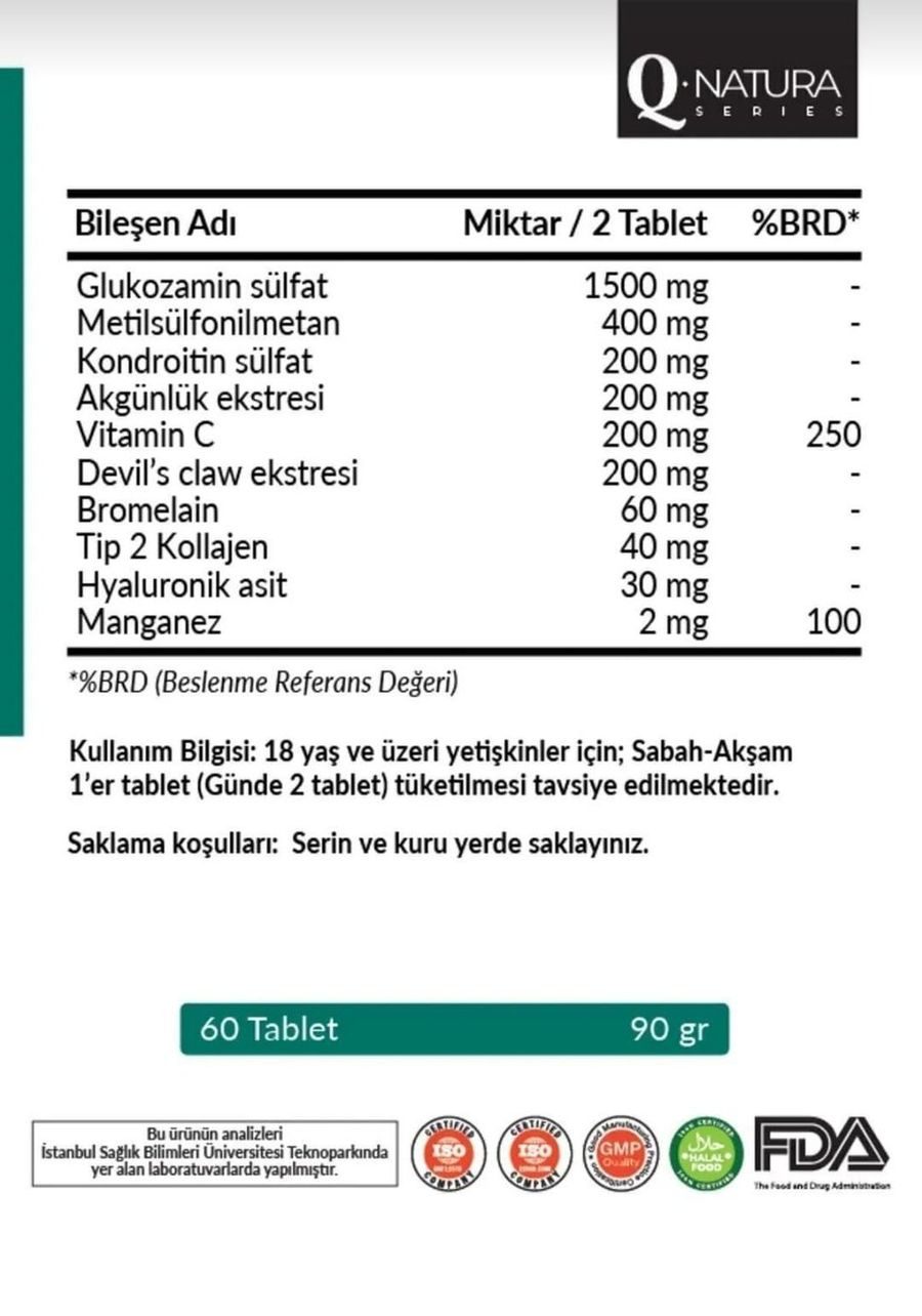 Q natura series Glukozamin Tip 2 Kollajen 60 Tablet görseli 2
